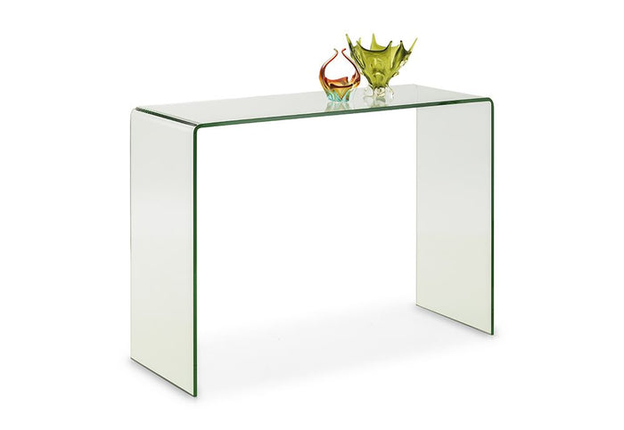 Julian Bowen Amalfi Designer Bent Clear Safety Tempered Glass Console Table