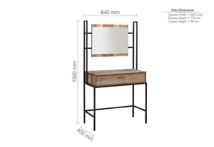 Birlea Urban Rustic Wood Effect with Black Metal Frame Dressing Table & Mirror (5596126937254)