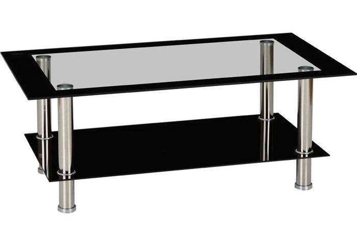 Seconique Harlequin Clear Glass/Black Border/Black Glass/Silver Coffee Table