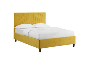 LPD Furniture Lexie Mustard Pink Silver Upholstered Fabric Bed Double King Size (6164080853166)
