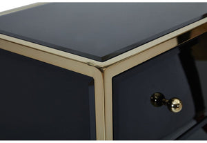 Birlea Fenwick Black Glass 2 Drawer Bedside Table/ Nightstand/ Bedside Cabinet (5595950022822)