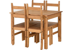 Seconique Corona Distressed Waxed Pine Budget Dining Set Table + 4 Chairs (5718941630630)