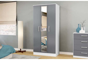 OSD Lynx High Gloss White and Grey Wardrobe (7582013030574)