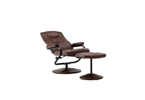 Birlea Memphis Black Grey Tan Faux Leather Swivel Armchair with Footstool (5600679461030)
