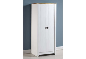 Seconique Ludlow Grey and White with Oak Lacquer 2 Door Wardrobe (5762500788390)