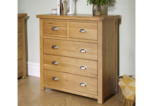 Birlea Woburn Oak/Oak Veneers 3 Over 2 Drawer,4 Drawer and 4 Over 3 Drawer Chest (5785513590950)