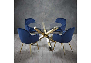 LPD Lara Vintage Pink, Forest Green, Blue,Ochre Yellow w/ Gold Legs Dining Chair (6074487308462)