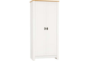 Seconique Ludlow Grey and White with Oak Lacquer 2 Door Wardrobe (5762500788390)
