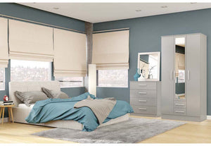 Lynx Grey Gloss Bedroom Furniture Wardrobe Chest Bedside by Birlea (6771306594478)