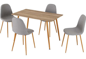 Seconique Barley Oak Effect Rectangular Table with 4 Grey Fabric Chairs Set (5709293060262)