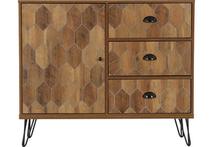 Seconique Ottawa Medium Oak Effect with Black 1 Door 3 Drawer Sideboard (5759165497510)