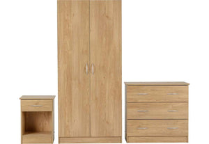 Seconique Bellingham Oak Veneer 3 Piece Bedroom Set (5734106759334)