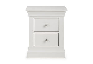 Julian Bowen Clermont White 2 Drw Bedside Table/Nightstand/Bedside Cabinet Chest (5801755639974)