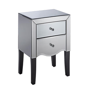 Birlea Palermo Mirrored Glass 2 Drawer Bedside Table/ Nightstand/Bedside Cabinet (5595959034022)