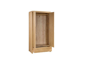 Julian Bowen Curve Waxed Solid Oak 2 Door 1 Drawer Combination Wardrobe (5801663004838)