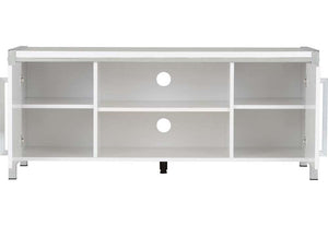 Seconique Charisma Grey & White Gloss w/Chrome 2 Door 2 Open Shelf TV Unit (6080921993390)