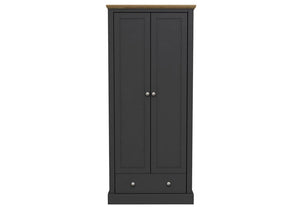 LPD Devon Oak/White, Oak/Charcoal & Oak 2 Door 1 Drawer Wardrobe (6169289556142)