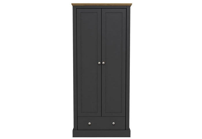 OSD Devon Oak/White, Oak/Charcoal & Oak 2 Door 1 Drawer Wardrobe