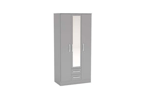 Lynx Grey Gloss Bedroom Furniture Wardrobe Chest Bedside by Birlea (6771306594478)