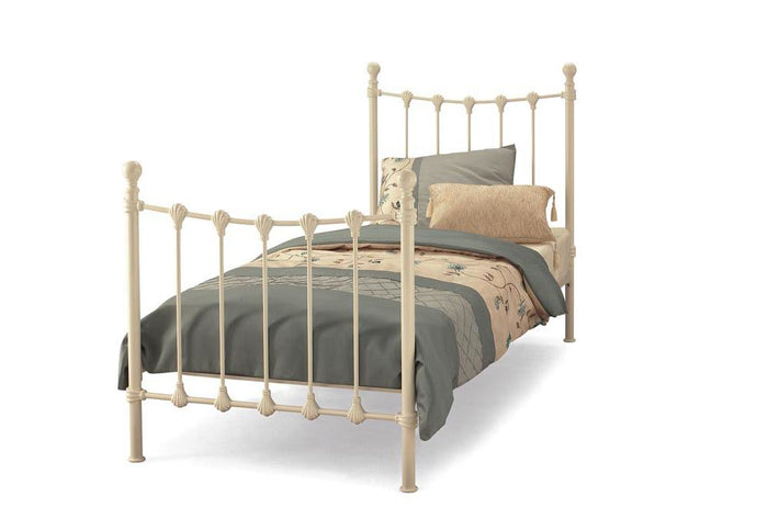 Serene Marseilles Black Ivory Gloss Metal Bed 3FT Small Double 4FT6 5FT 6FT