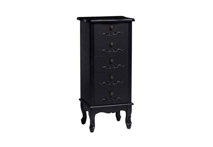 LPD Furniture Antoinette Black and White 5 Drawer Tallboy Chest