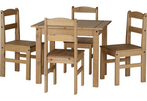 Seconique Panama Natural Wax Dining Set Table with 4 Chairs (5719738122406)