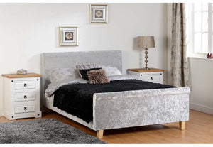 Seconique Shelby Grey Crushed Velvet High Foot End Sleigh Bed 4FT6 Double (5759396708518)