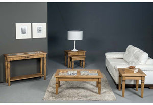 Seconique Salvador Distressed Waxed Pine Tile Top Coffee Table (5754615038118)