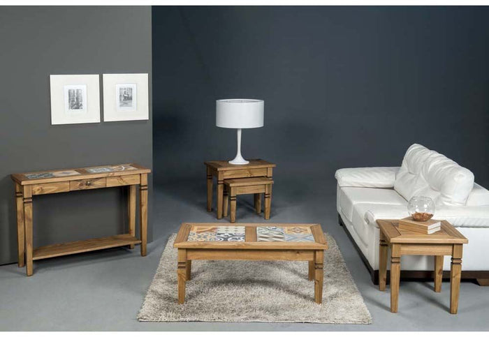 Seconique Salvador Distressed Waxed Pine Tile Top Coffee Table