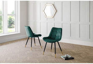 Julian Bowen Hadid Grey & Green Velvet Dining Chair (7582911922350)