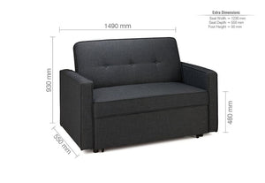 Birlea Otto Grey Upholstered Fabric Pull Out and Fold Down Sofa Bed (5596117827750)