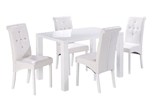 LPD Monroe Puro High Gloss White Charcoal Cream Stone Medium Dining Table (6167975592110)