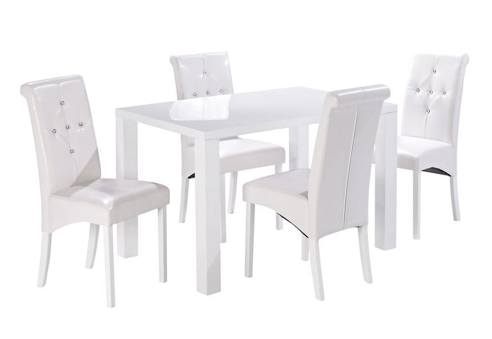 LPD Monroe Puro High Gloss White Charcoal Cream Stone Medium Dining Table