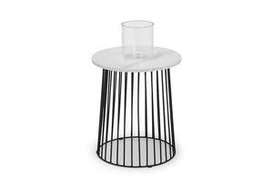 Julian Bowen Broadway White Marble with Black Metal Lamp Table (5644662538406)