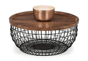 Julian Bowen Smithson Walnut Effect with Black Metal Coffee Table (5644612010150)