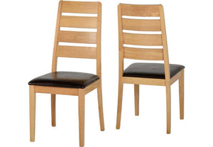 Seconique Logan Oak Varnish/Brown Faux Leather Dining Chair (5781237104806)
