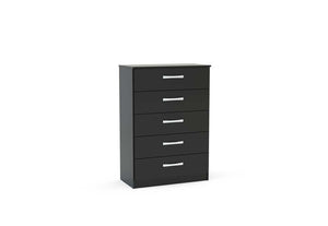 Lynx Black Gloss Bedroom Furniture Wardrobe Chest Bedside by Birlea (6770584944814)