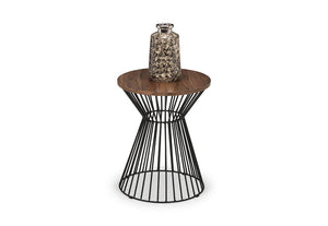 Julian Bowen Jersey Walnut and Oak with Black Metal Lamp Table (6563309355182)