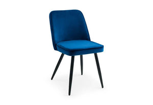 Julian Bowen Burgess Grey & Blue Velvet Dining Chair (7582768201902)
