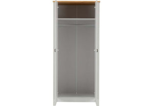 Seconique Ludlow Grey and White with Oak Lacquer 2 Door Wardrobe (5762500788390)
