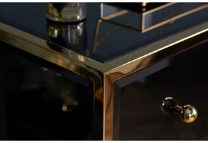 Birlea Fenwick Black Glass 2 Drawer Bedside Table/ Nightstand/ Bedside Cabinet (5595950022822)