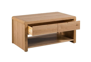 Julian Bowen Curve Waxed Solid Oak Recessed Handles Coffee Table (5644583403686)