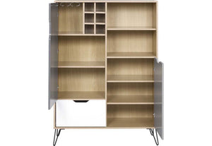 Seconique Bergen Oak Effect with White and Grey Tall Sideboard/Wine Rack (5732314677414)