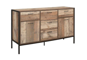 Birlea Urban Rustic Wood Effect with Black Metal Frame Large Sideboard (5596239954086)