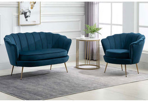 Birlea Ariel Blue and Coral Retro Upholstered Fabric Sofa 2 Seater, 1 Seater (5690512801958)