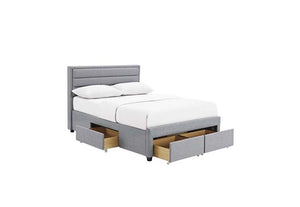 LPD Greenwich Grey Linen Upholstered Fabric Bed with 4 Drawers Double King Size (6164073021614)