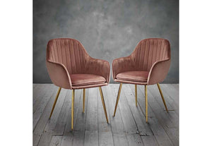 LPD Lara Vintage Pink, Forest Green, Blue,Ochre Yellow w/ Gold Legs Dining Chair (6074487308462)