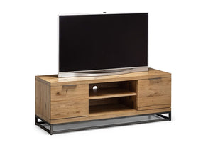 Julian Bowen Brooklyn Soild Oak 2 Cupboard 2 Shelf TV Unit (5801724313766)