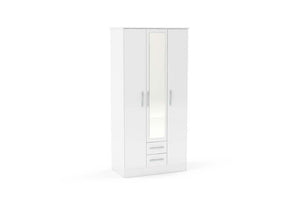 Lynx White Gloss Bedroom Furniture Wardrobe Chest Bedside by Birlea (6772085719214)