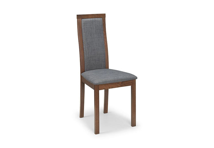 OSD Melrose Walnut Solid Beech Slate Grey Linen Dining Chair (Set of 2)